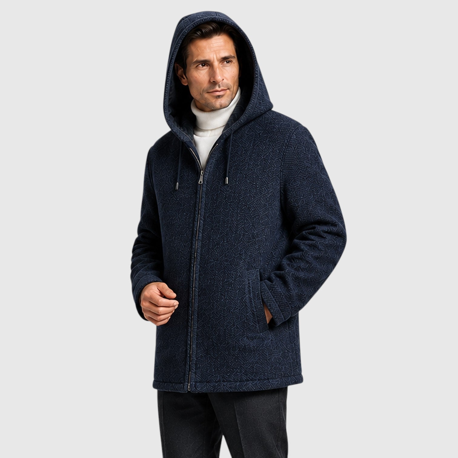 Monvaline | Men’s Fleece-Lined Hooded Zip Cardigan