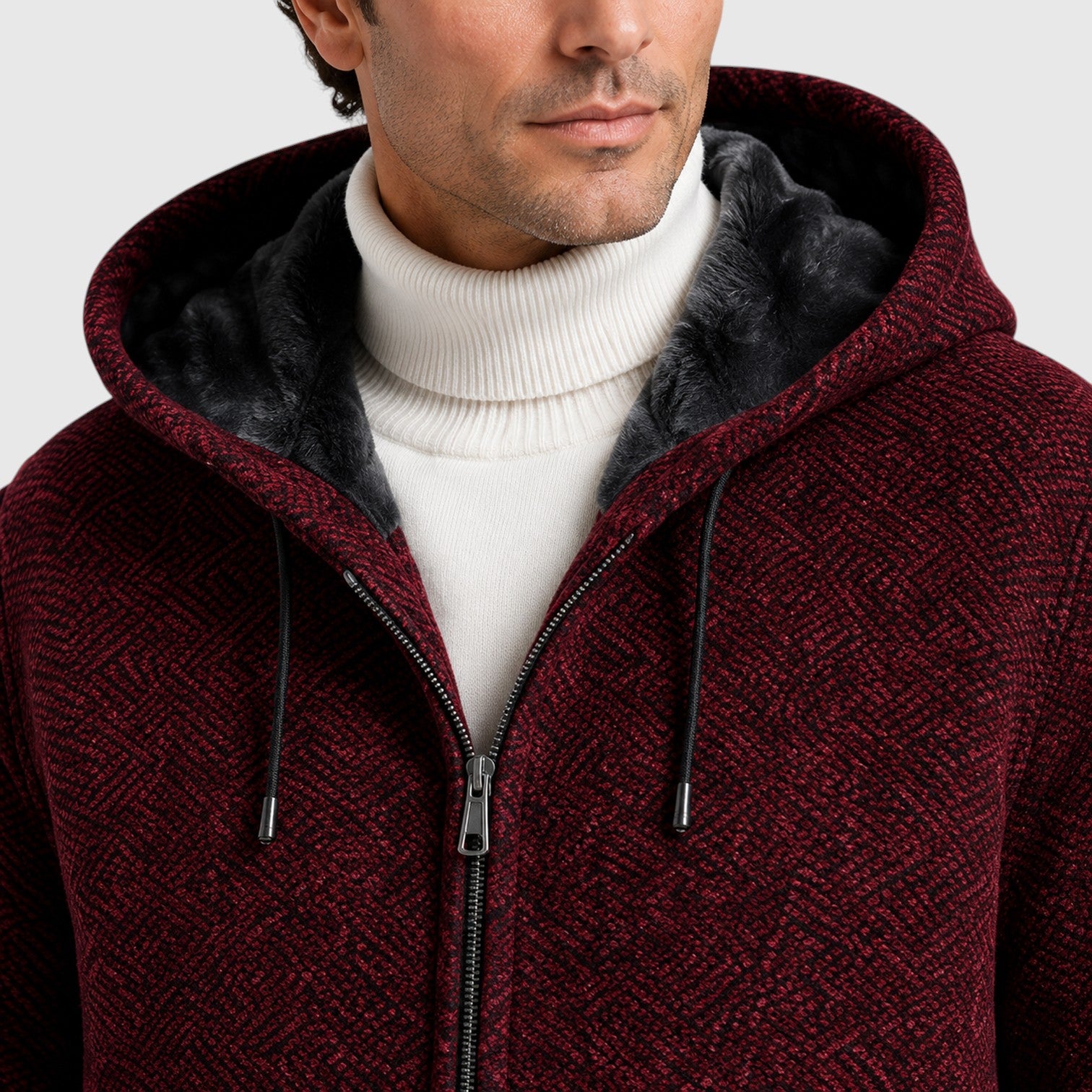Monvaline | Men’s Fleece-Lined Hooded Zip Cardigan