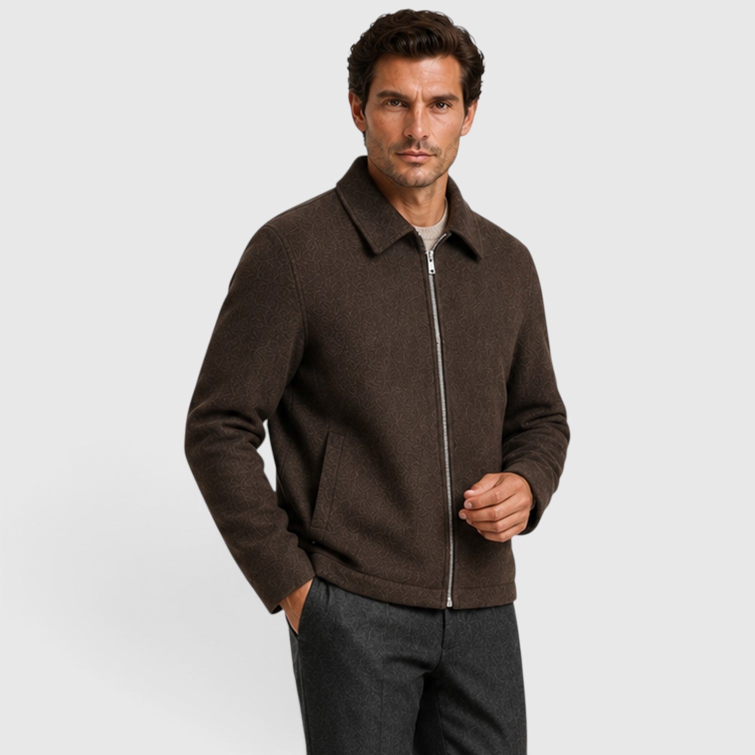 Monvaline | Men’s Full-Zip Jacket with Collar for Everyday Comfort