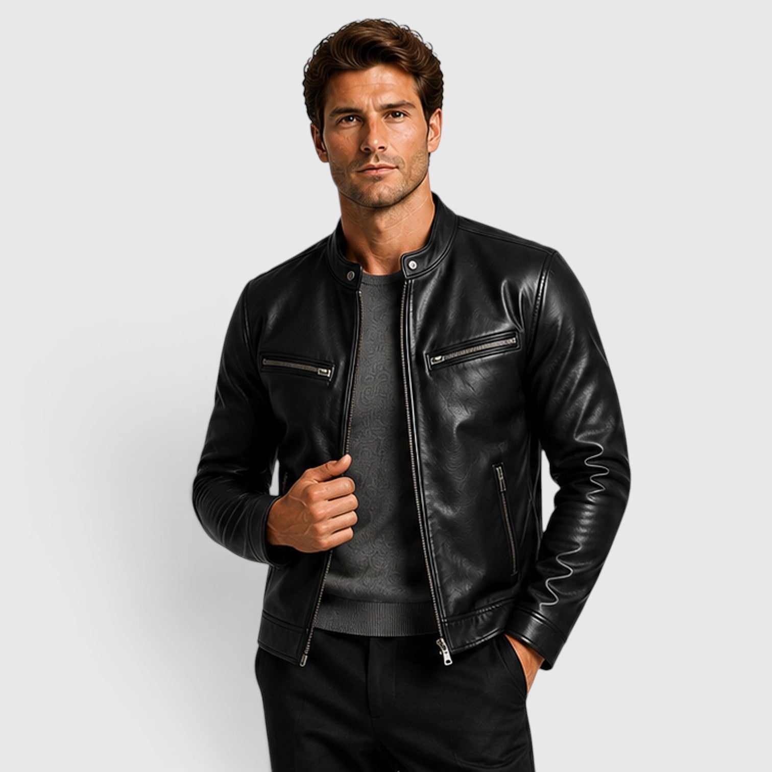 Monvaline | Men’s Genuine Leather Jacket - Lightweight Vintage Fall Outerwear
