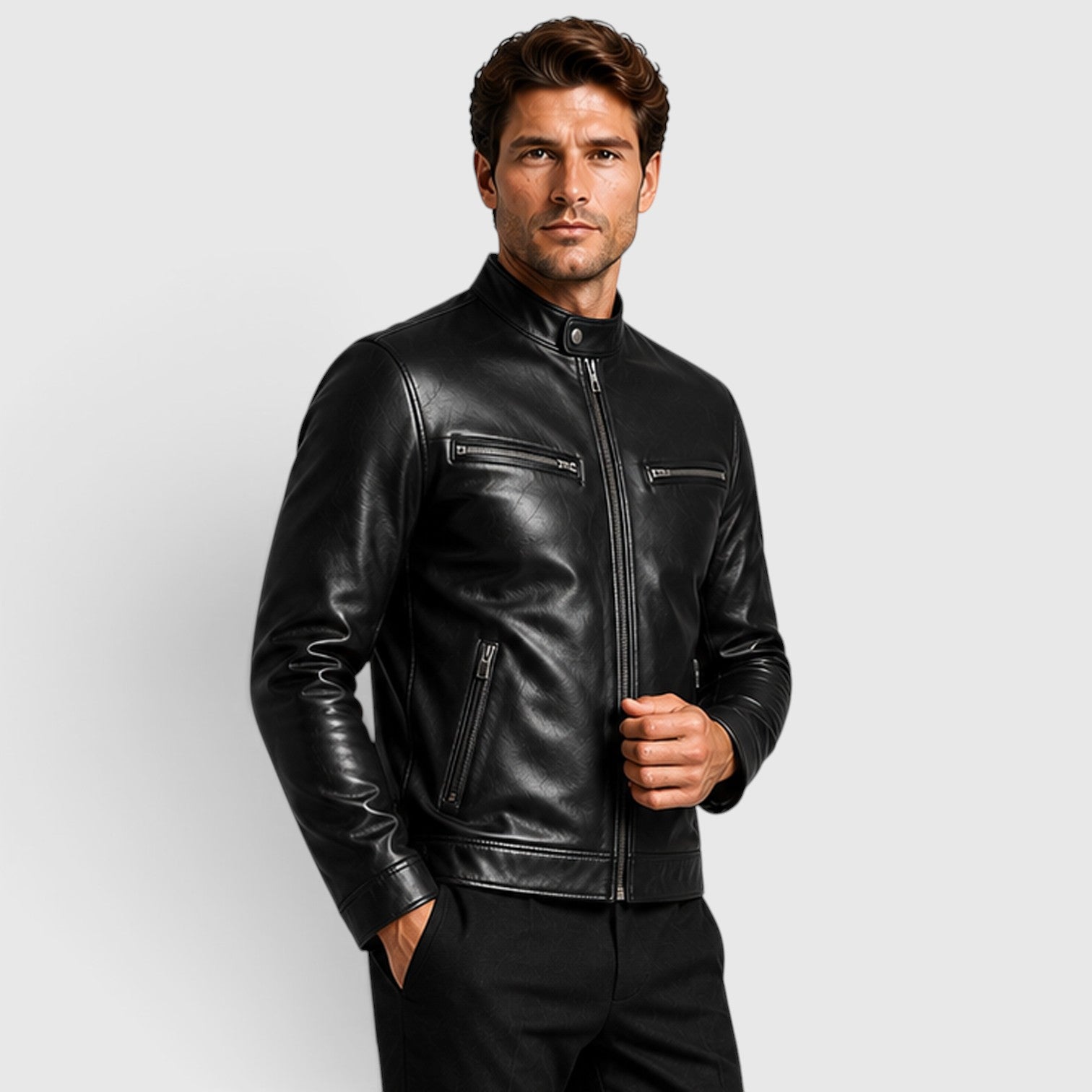 Monvaline | Men’s Genuine Leather Jacket - Lightweight Vintage Fall Outerwear