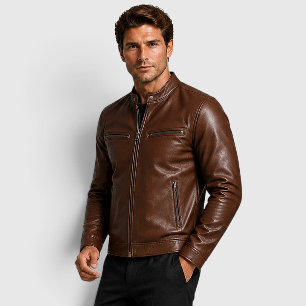 Monvaline | Men’s Genuine Leather Jacket - Lightweight Vintage Fall Outerwear