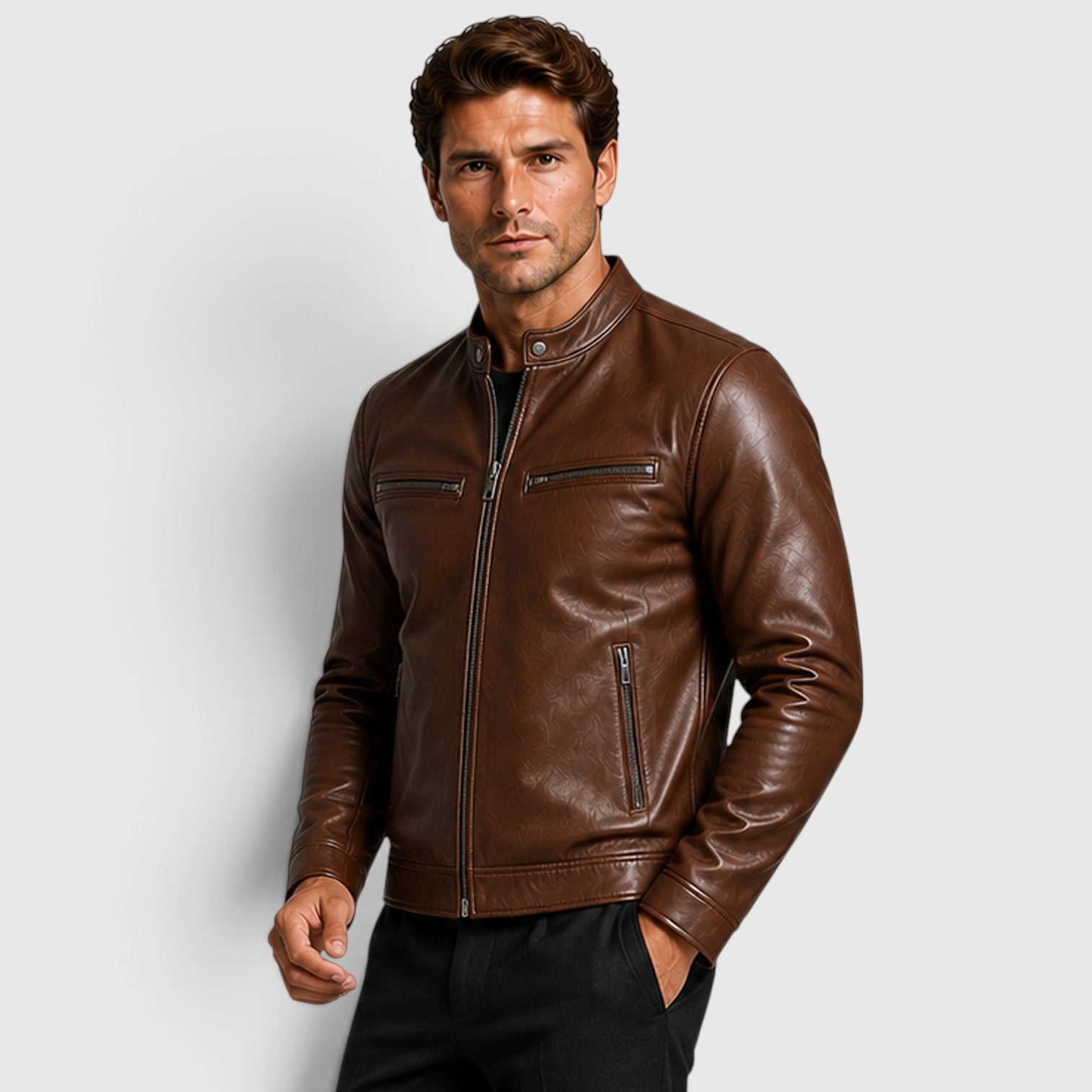 Monvaline | Men’s Genuine Leather Jacket - Lightweight Vintage Fall Outerwear