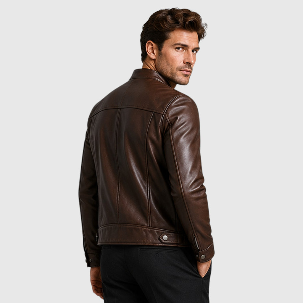 Monvaline | Men’s Genuine Leather Jacket - Lightweight Vintage Fall Outerwear