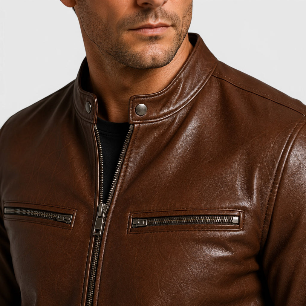 Monvaline | Men’s Genuine Leather Jacket - Lightweight Vintage Fall Outerwear