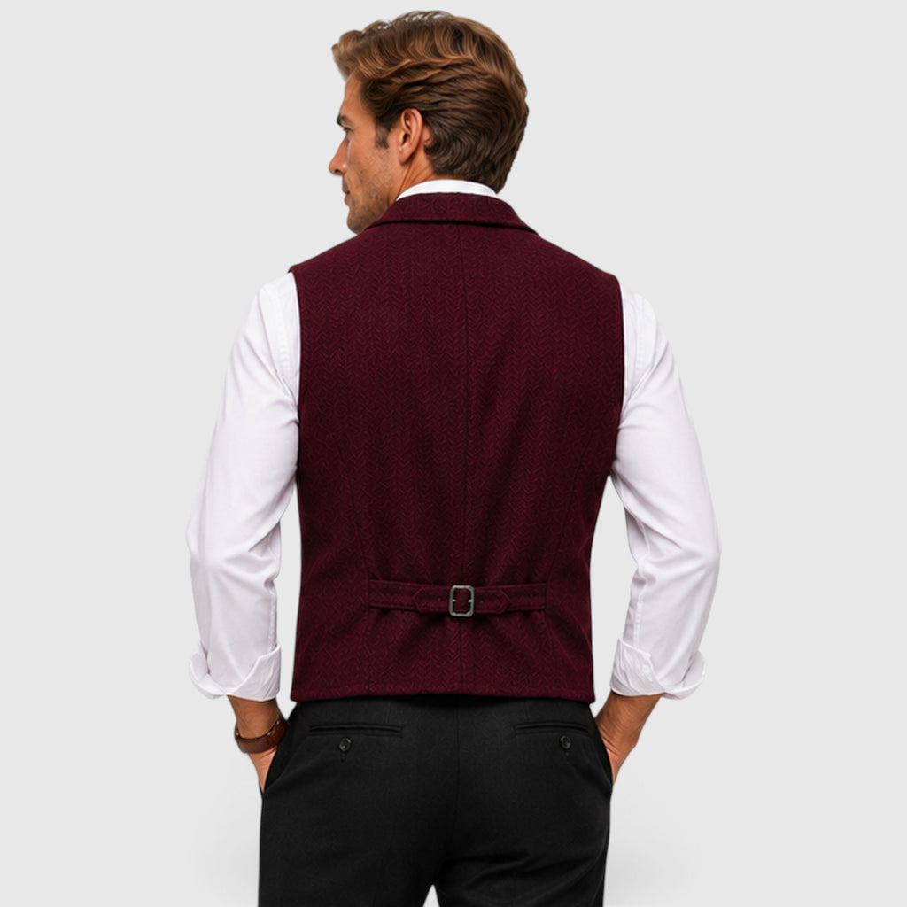 Monvaline | Men’s Herringbone Waistcoat – Tailored Lapel Vest