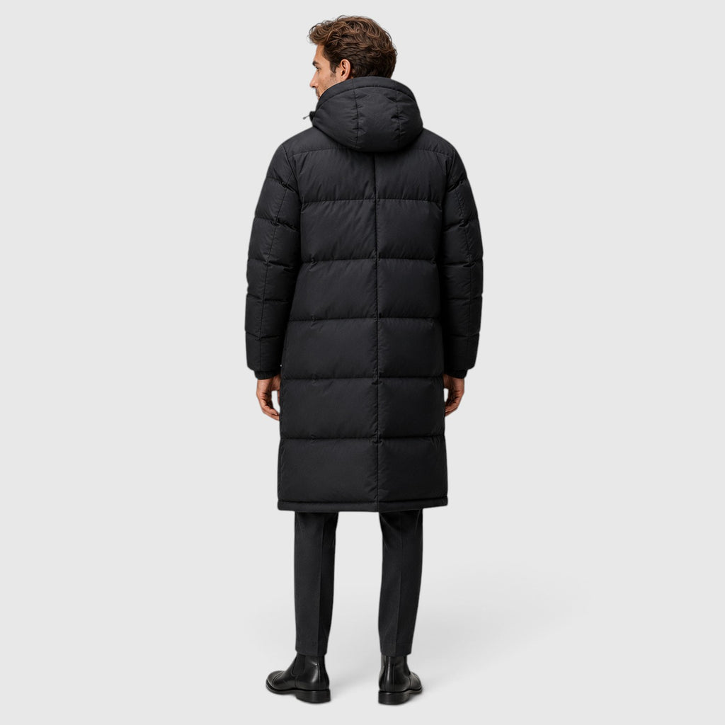 Monvaline | Men’s Hooded Long Puffer Coat for Cold Weather Protection