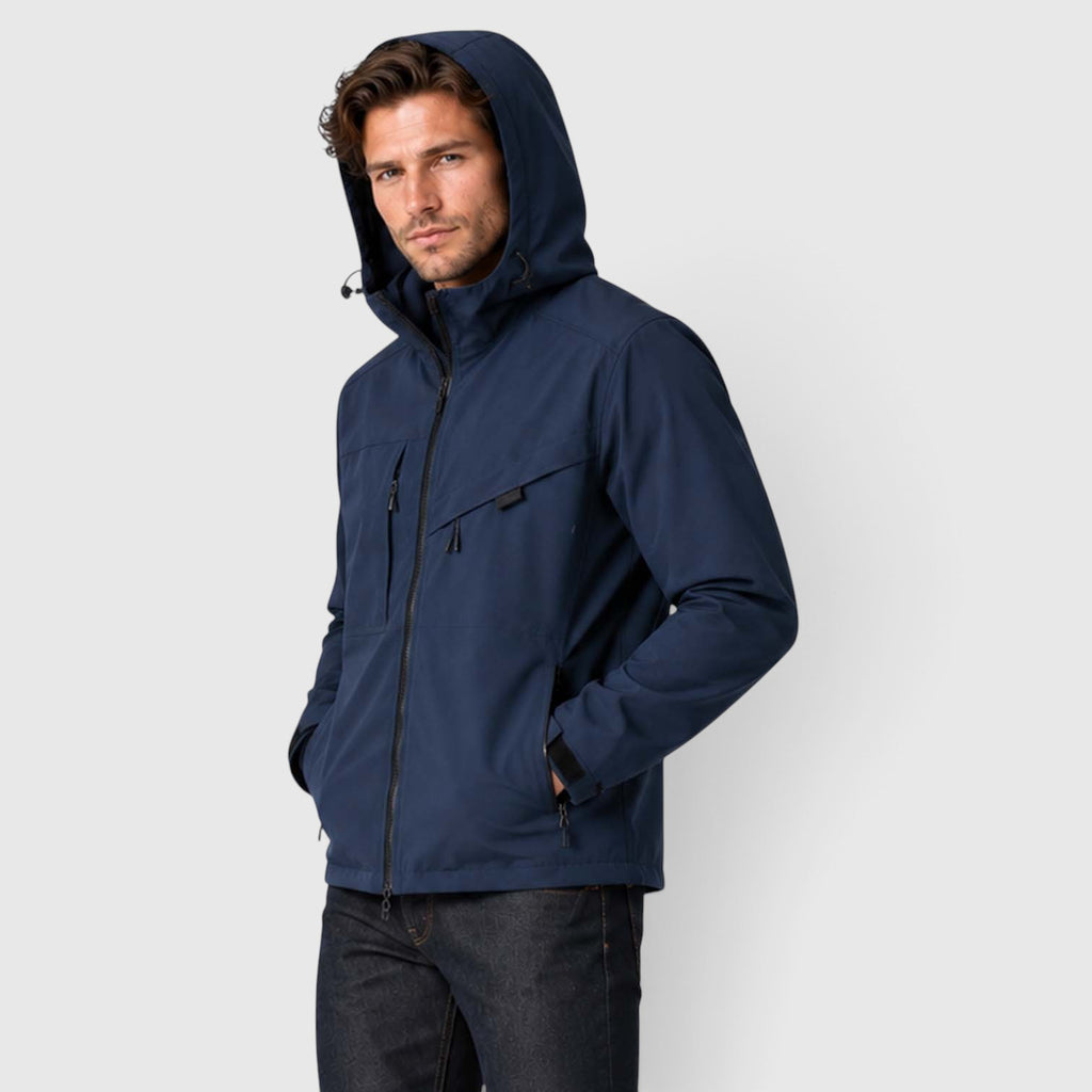 Monvaline | Men’s Hooded Windbreaker – Wind & Water Resistant Lightweight Outdoor Jacket