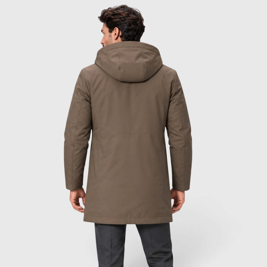 Monvaline | Men’s Insulated Winter Coat – Hooded Mid-Length Jacket