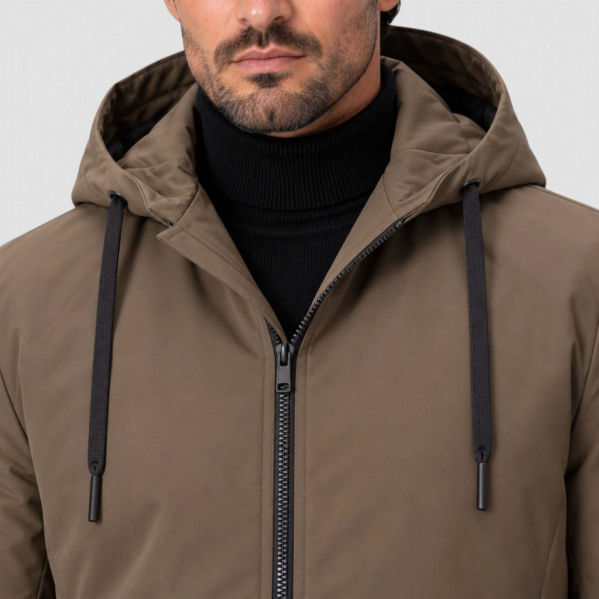Monvaline | Men’s Insulated Winter Coat – Hooded Mid-Length Jacket