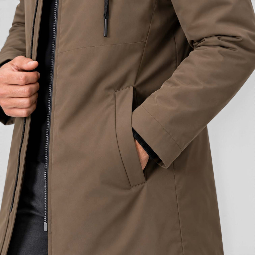 Monvaline | Men’s Insulated Winter Coat – Hooded Mid-Length Jacket