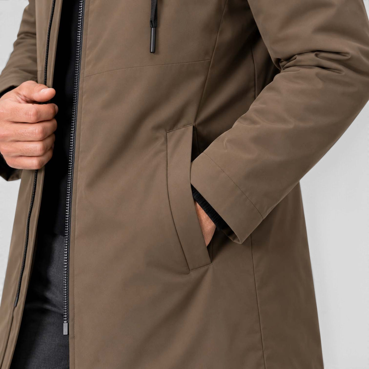 Monvaline | Men’s Insulated Winter Coat – Hooded Mid-Length Jacket