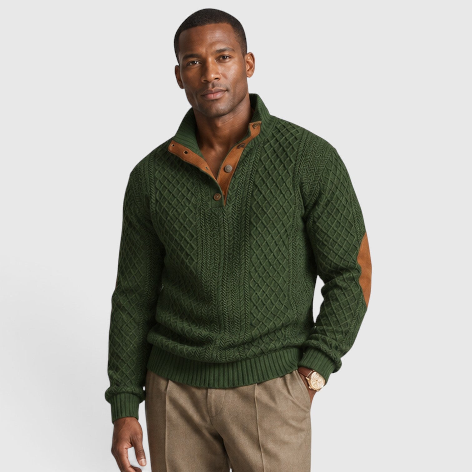 Monvaline | Men’s Jacquard Knit Pullover with Crew Neck for Casual Wear