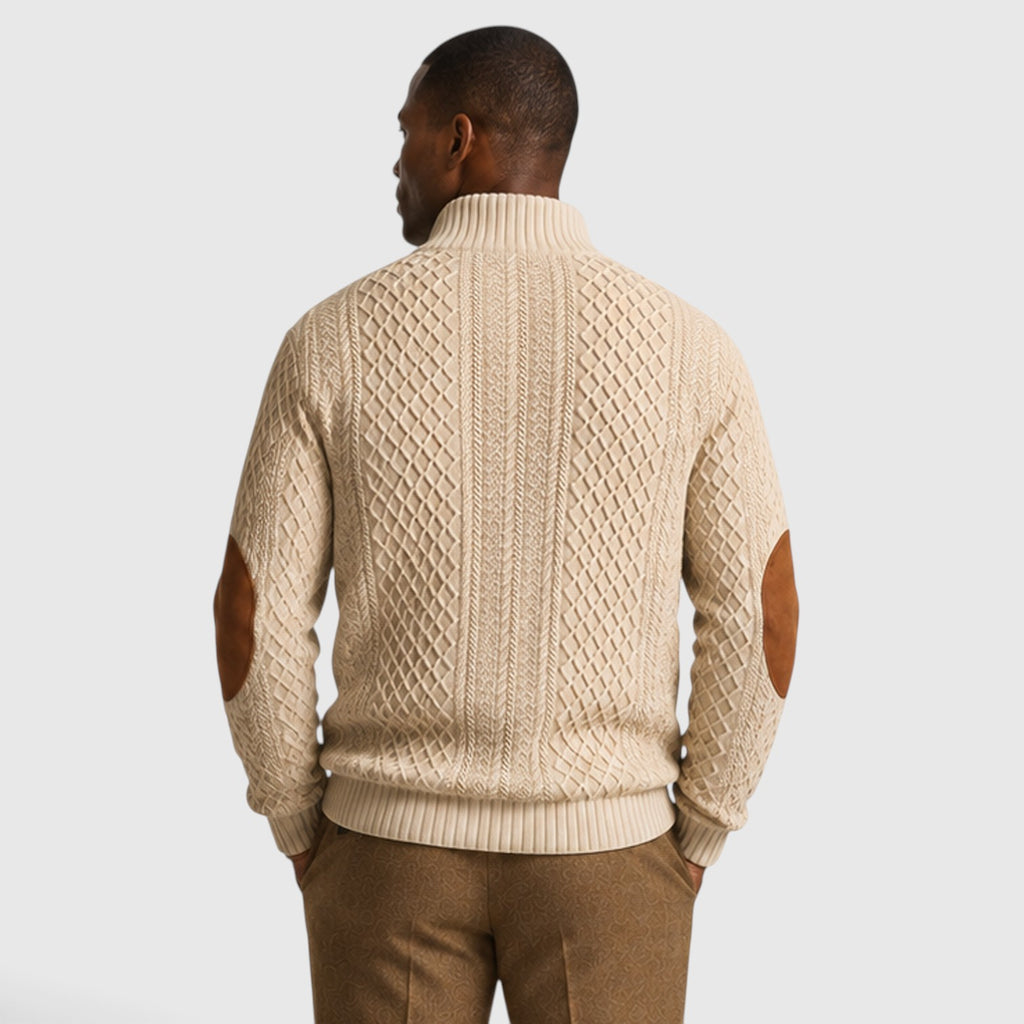 Monvaline | Men’s Jacquard Knit Pullover with Crew Neck for Casual Wear