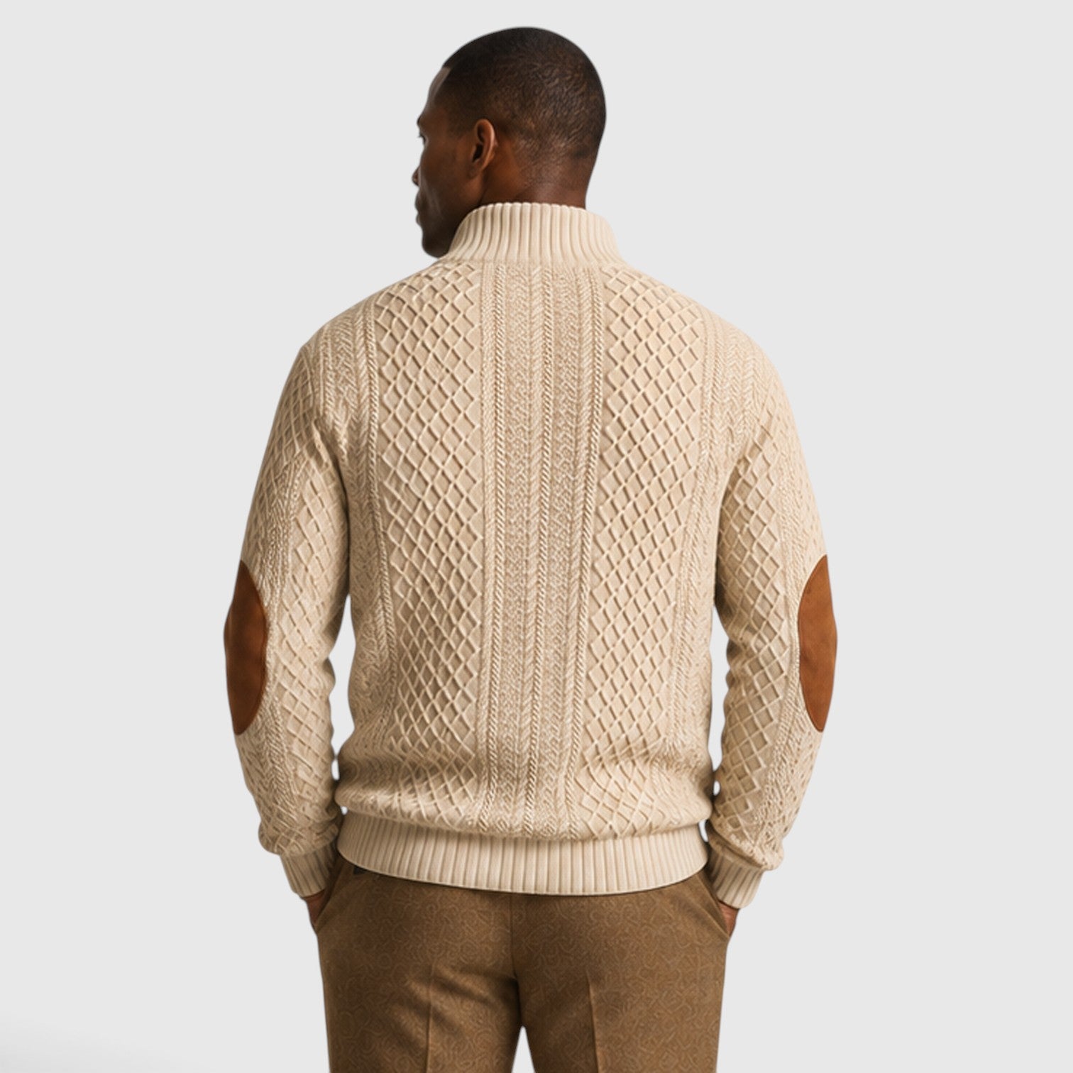 Monvaline | Men’s Jacquard Knit Pullover with Crew Neck for Casual Wear