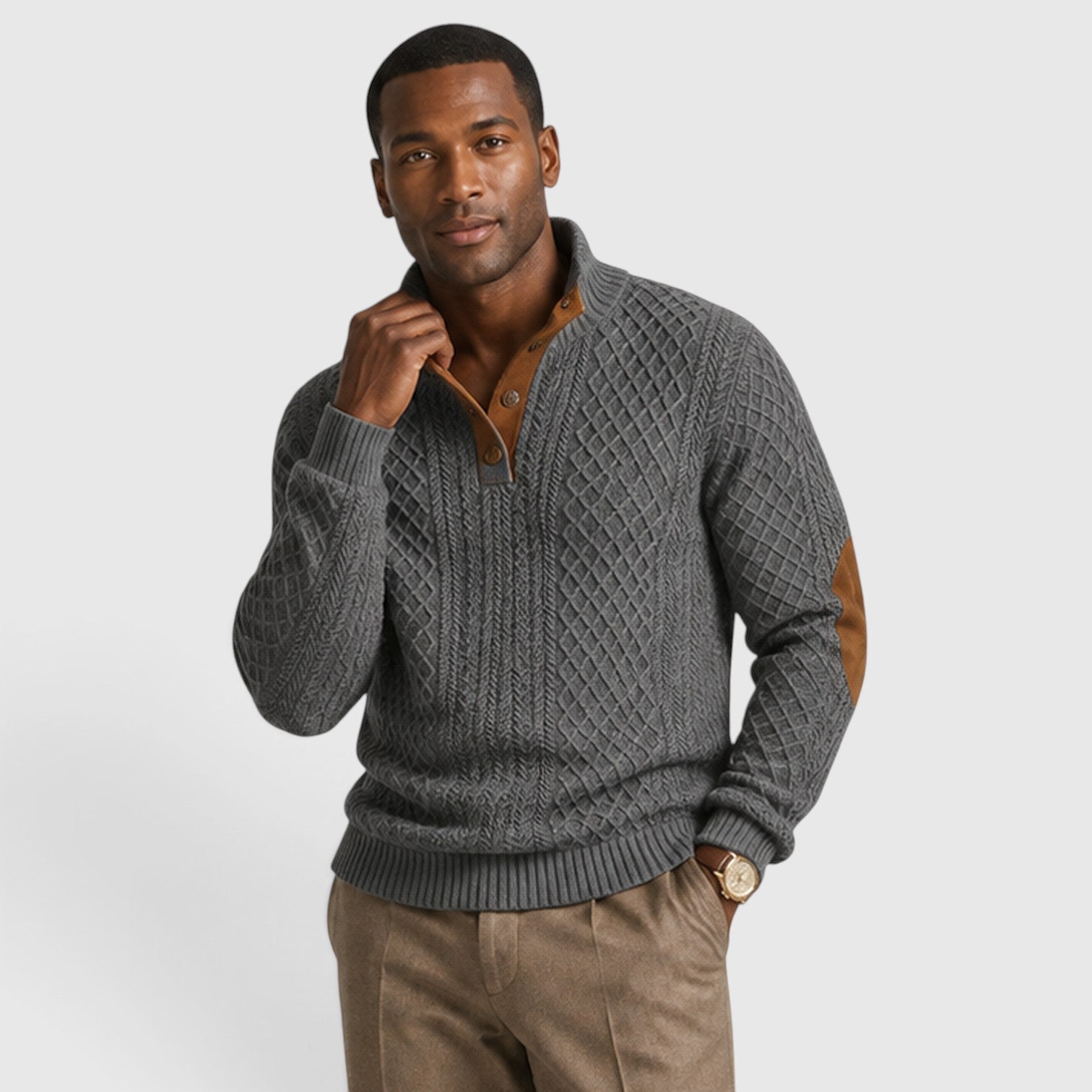 Monvaline | Men’s Jacquard Knit Pullover with Crew Neck for Casual Wear