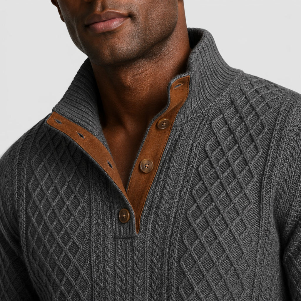 Monvaline | Men’s Jacquard Knit Pullover with Crew Neck for Casual Wear