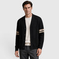 Monvaline | Men’s Knitted Cardigan – Stripe Detail Button Front