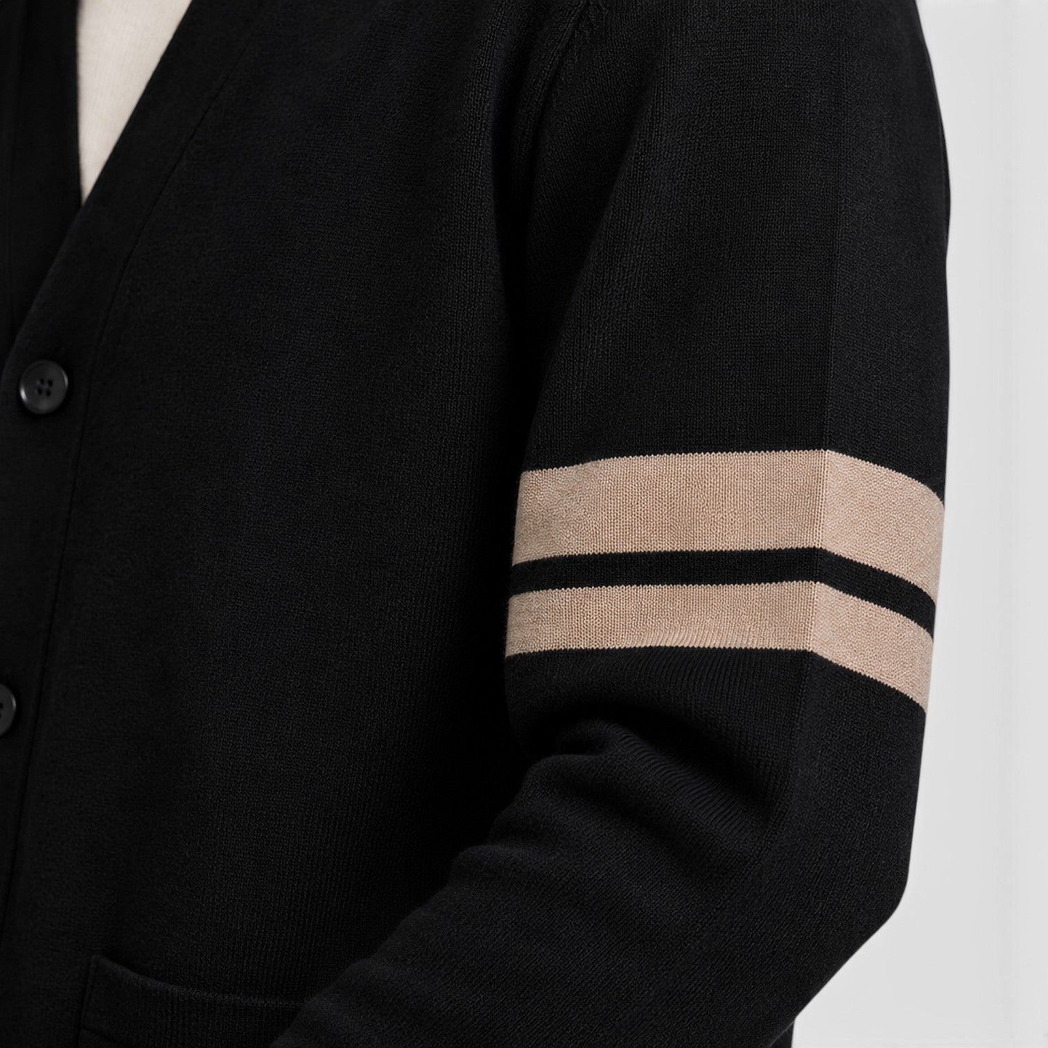 Monvaline | Men’s Knitted Cardigan – Stripe Detail Button Front