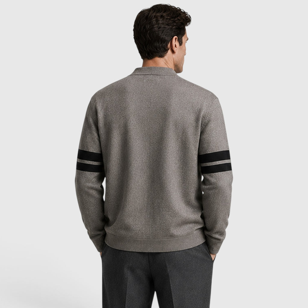 Monvaline | Men’s Knitted Cardigan – Stripe Detail Button Front