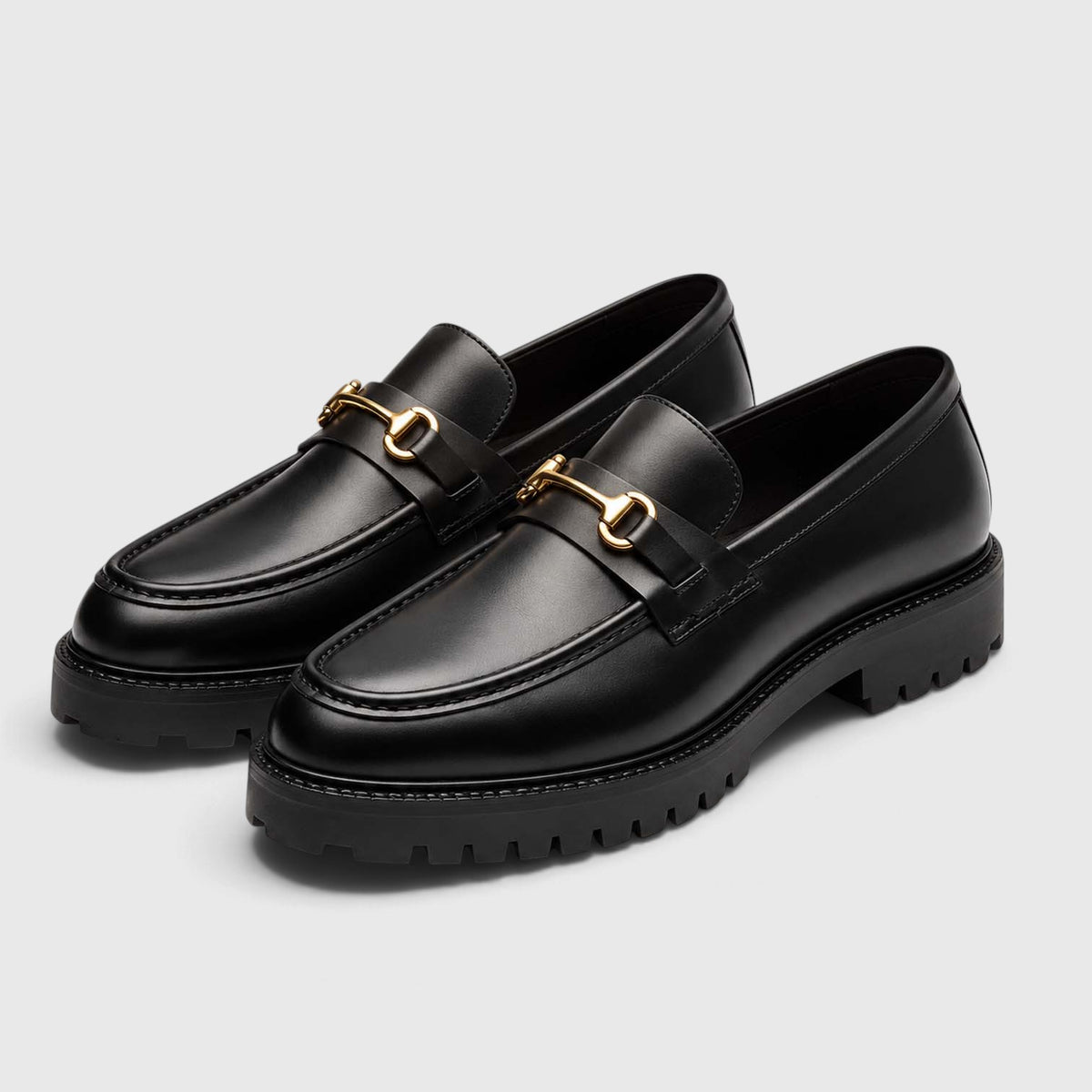 Monvaline | Men’s Leather Bit Loafers with Chunky Lug Sole