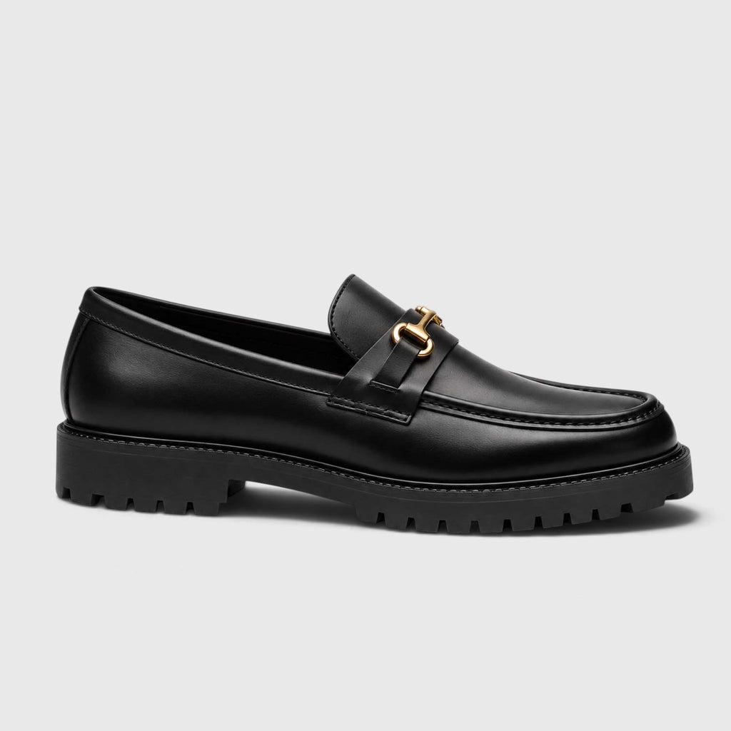 Monvaline | Men’s Leather Bit Loafers with Chunky Lug Sole