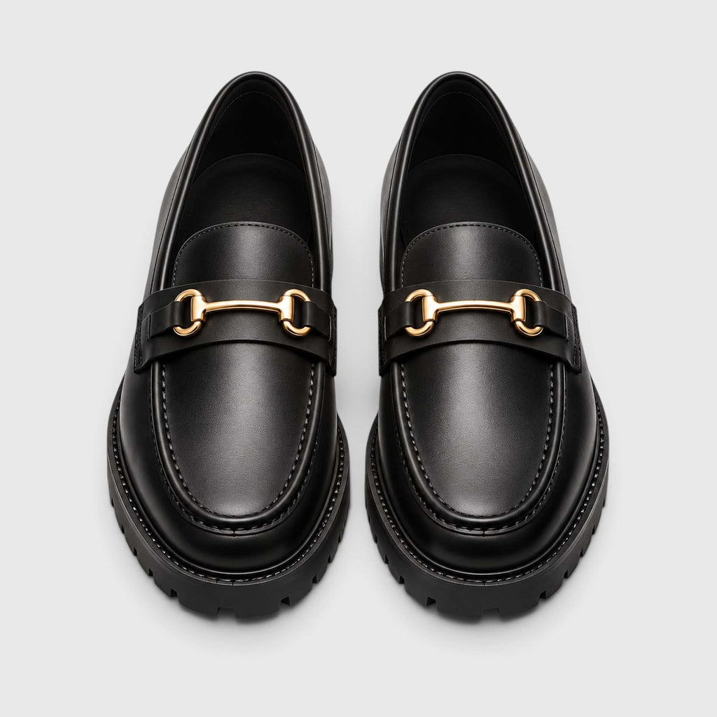 Monvaline | Men’s Leather Bit Loafers with Chunky Lug Sole