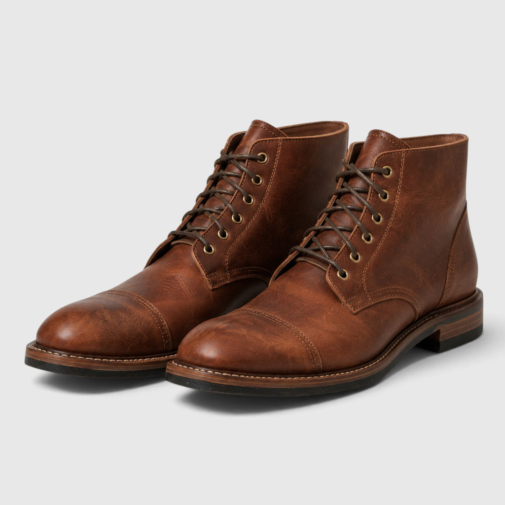 Monvaline | Men’s Leather Boots with Cushioned Insole for Everyday Comfort