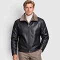 Monvaline | Men’s Leather Jacket with Stand Collar for Cold Weather