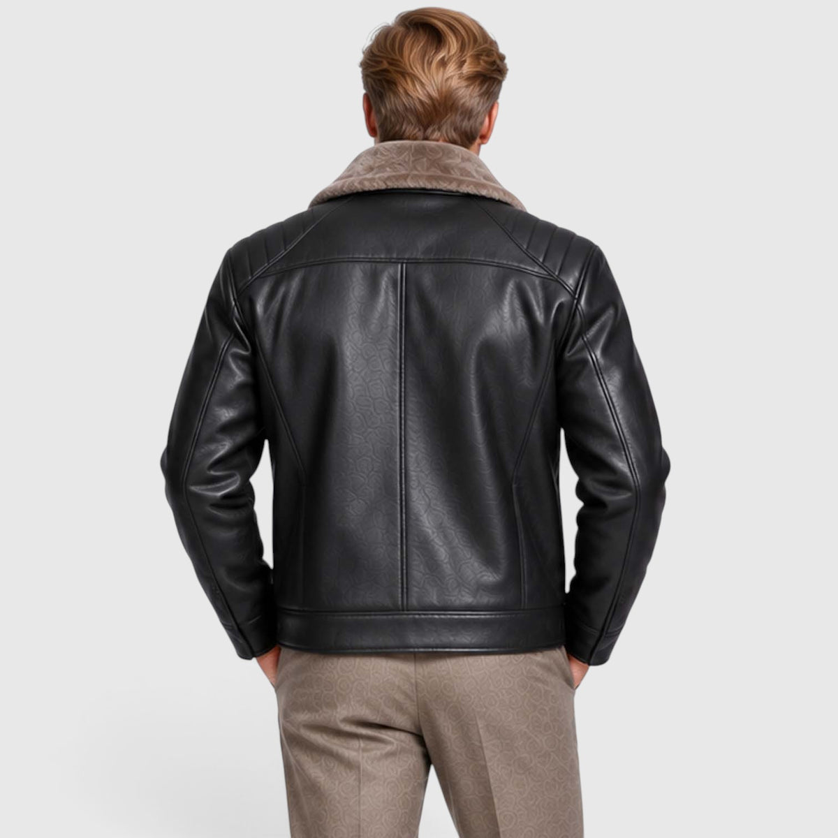 Monvaline | Men’s Leather Jacket with Stand Collar for Cold Weather