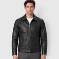 Monvaline | Men’s Leather-Look Zip Jacket Regular Fit for Smart Casual Style