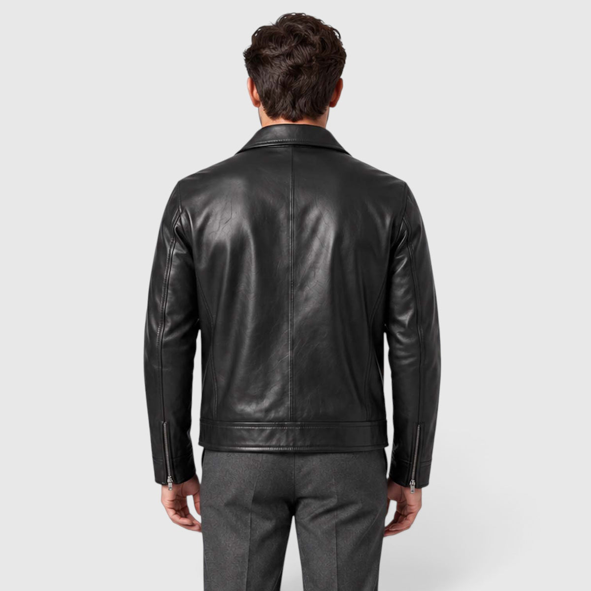 Monvaline | Men’s Leather-Look Zip Jacket Regular Fit for Smart Casual Style