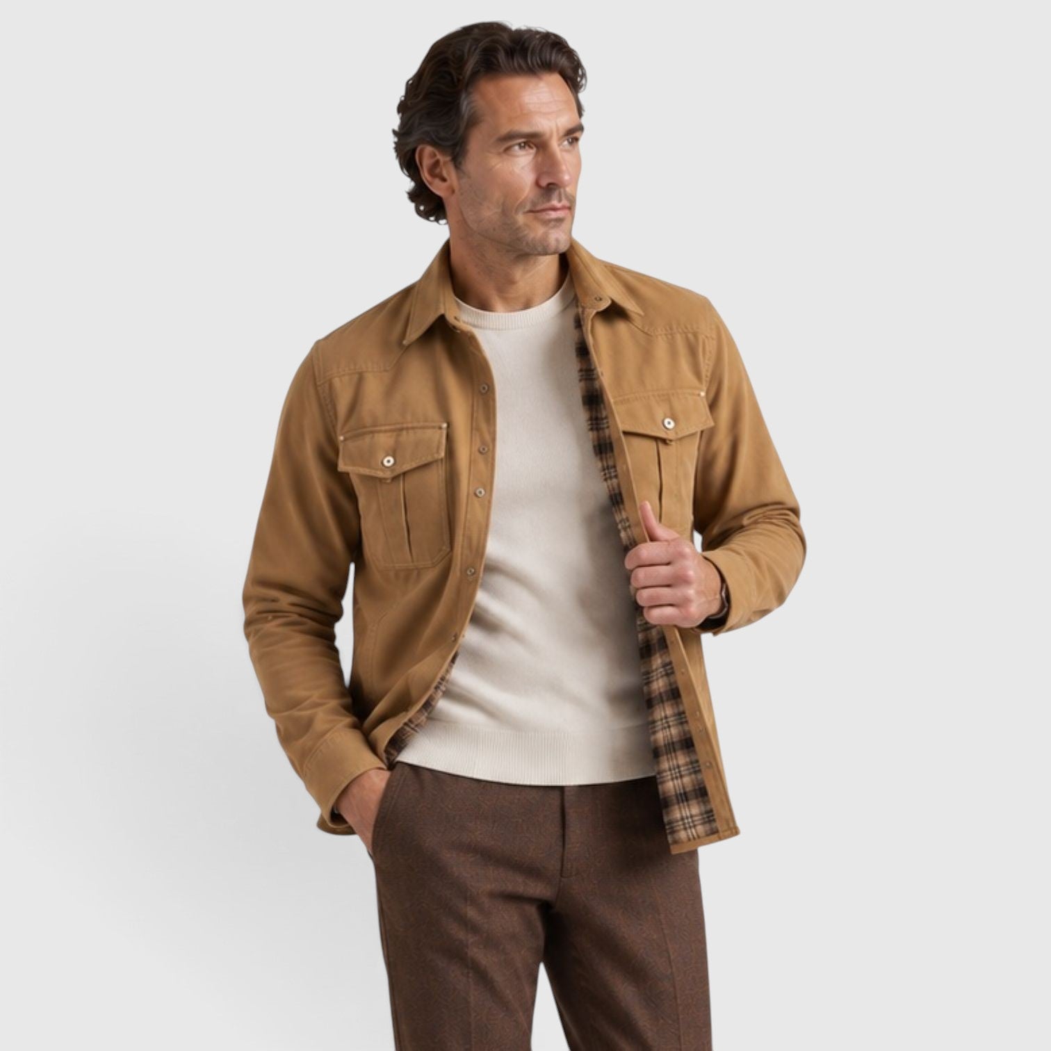 Monvaline | Men’s Lightweight Overshirt for Cool Weather Travel and Outdoors