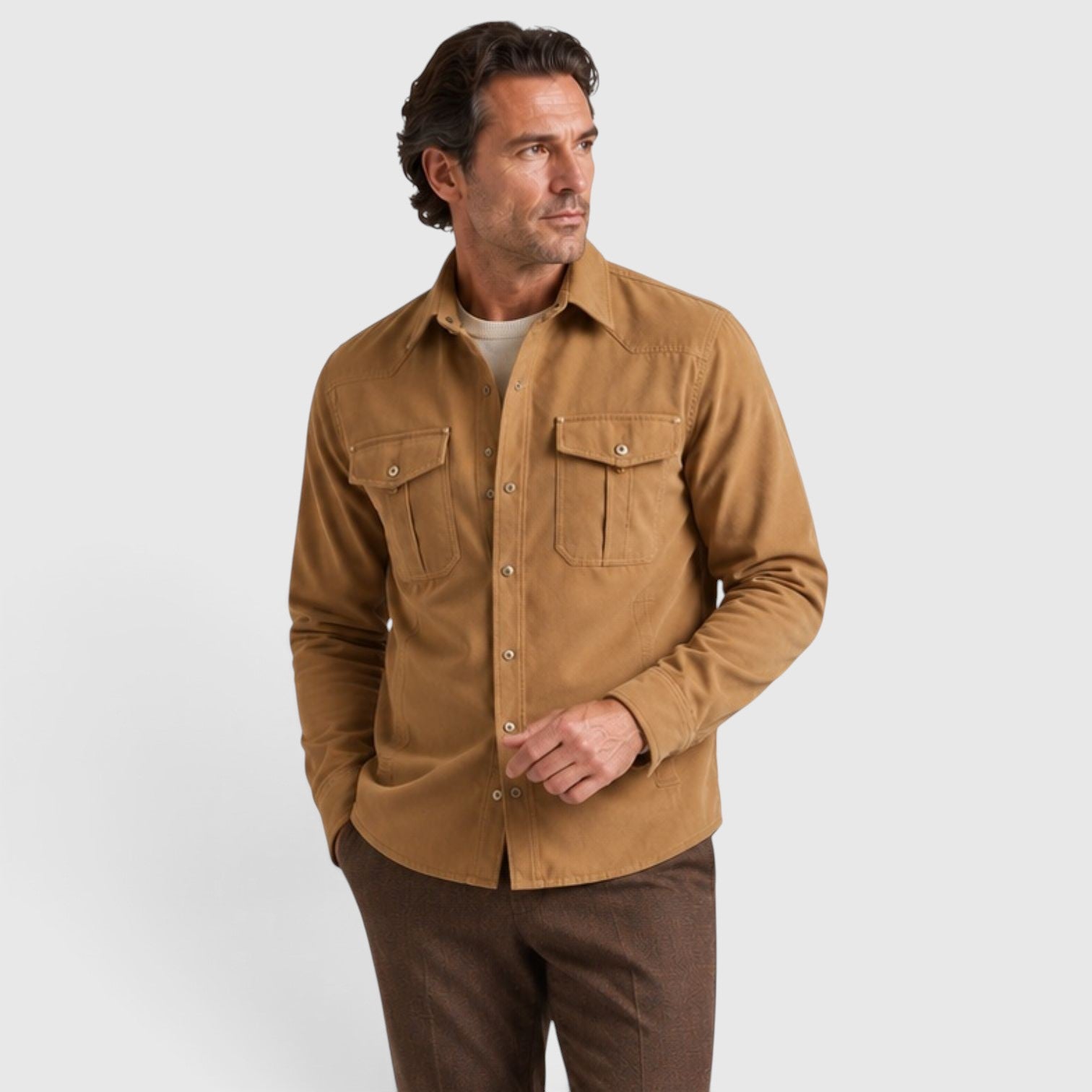 Monvaline | Men’s Lightweight Overshirt for Cool Weather Travel and Outdoors