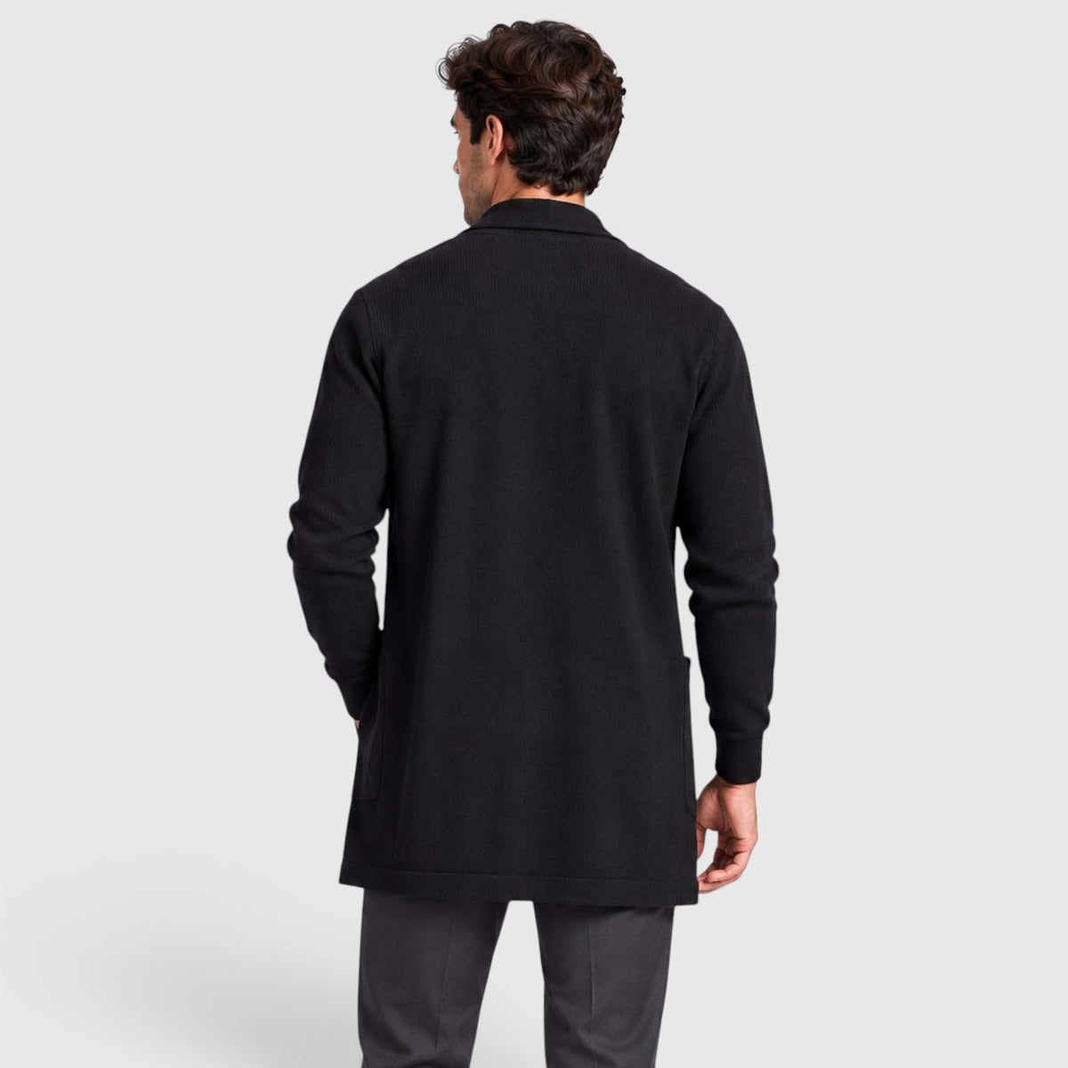 Monvaline | Men’s Longline Cardigan – Open Front Layering Sweater
