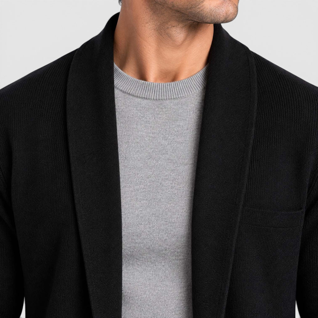 Monvaline | Men’s Longline Cardigan – Open Front Layering Sweater