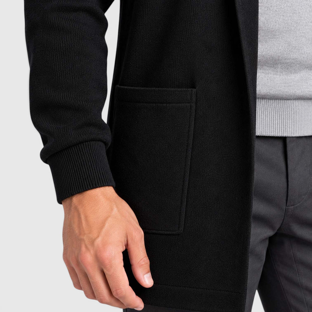 Monvaline | Men’s Longline Cardigan – Open Front Layering Sweater