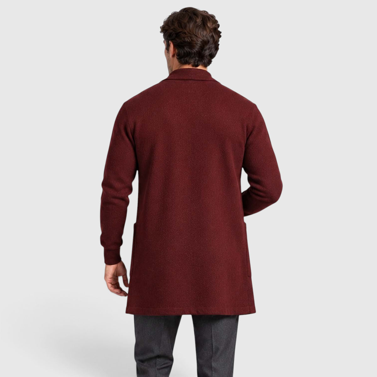 Monvaline | Men’s Longline Cardigan – Open Front Layering Sweater