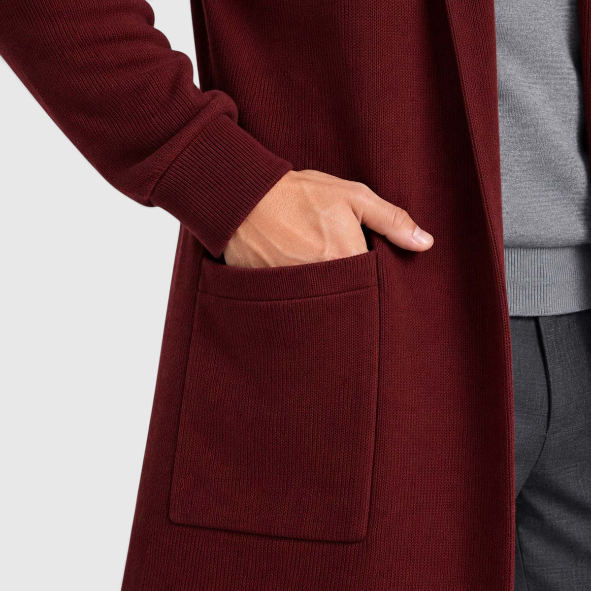 Monvaline | Men’s Longline Cardigan – Open Front Layering Sweater