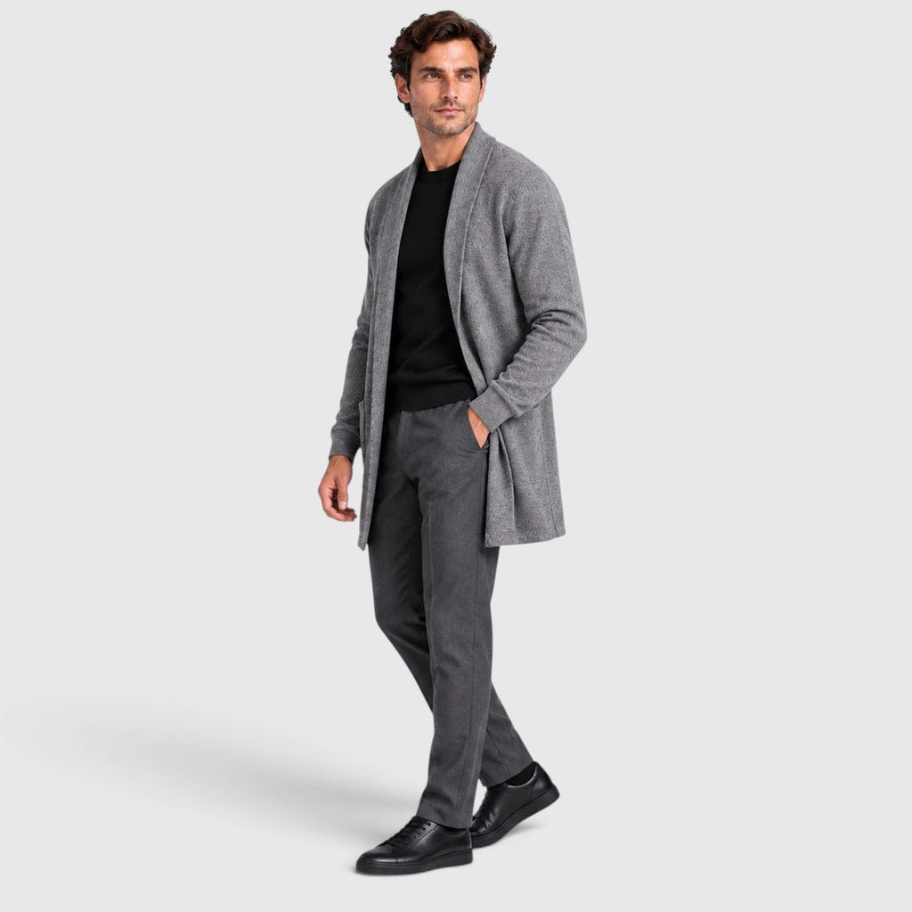 Monvaline | Men’s Longline Cardigan – Open Front Layering Sweater