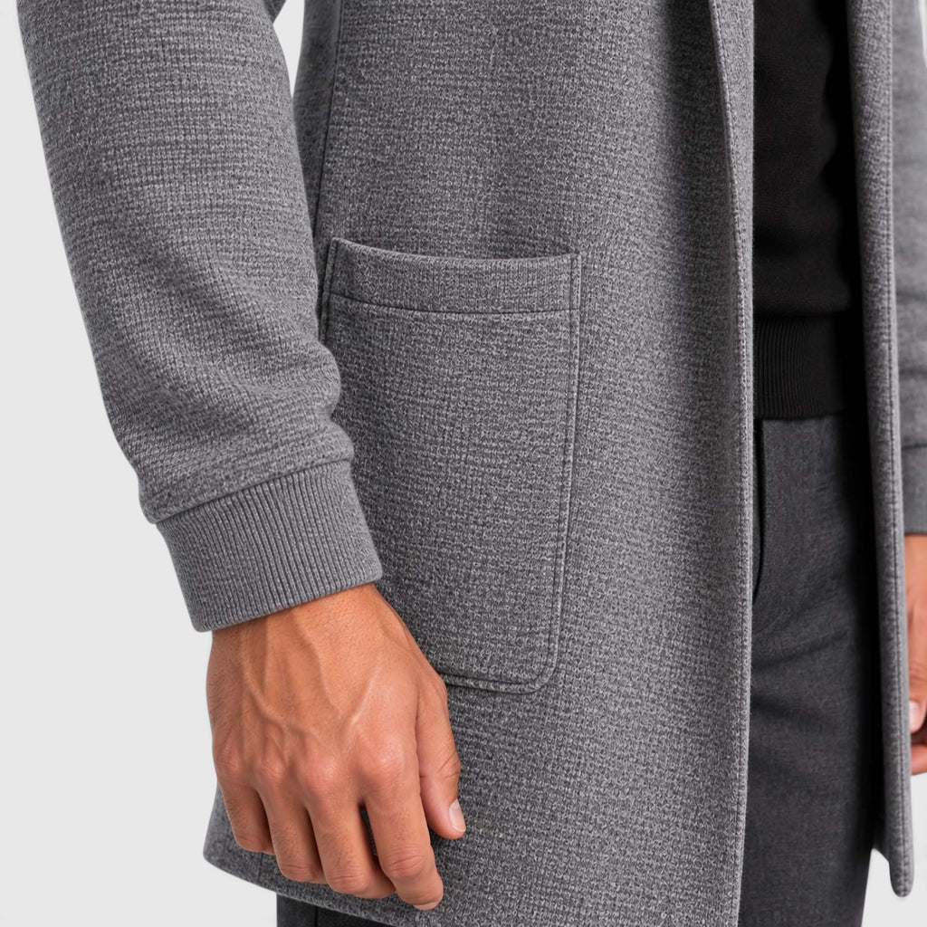 Monvaline | Men’s Longline Cardigan – Open Front Layering Sweater