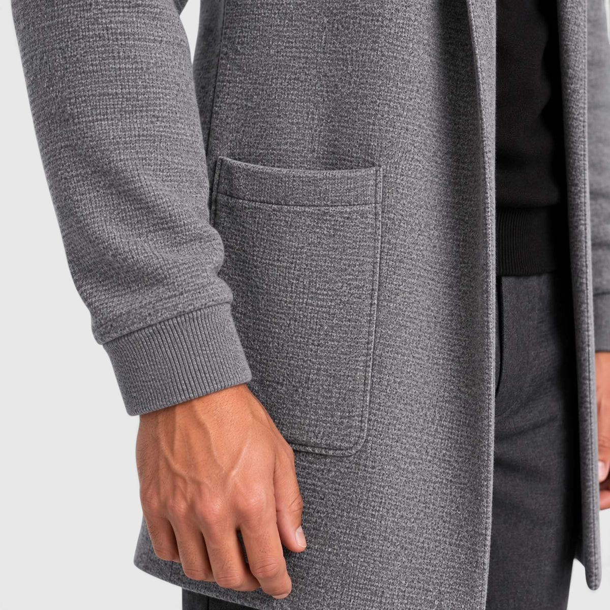 Monvaline | Men’s Longline Cardigan – Open Front Layering Sweater