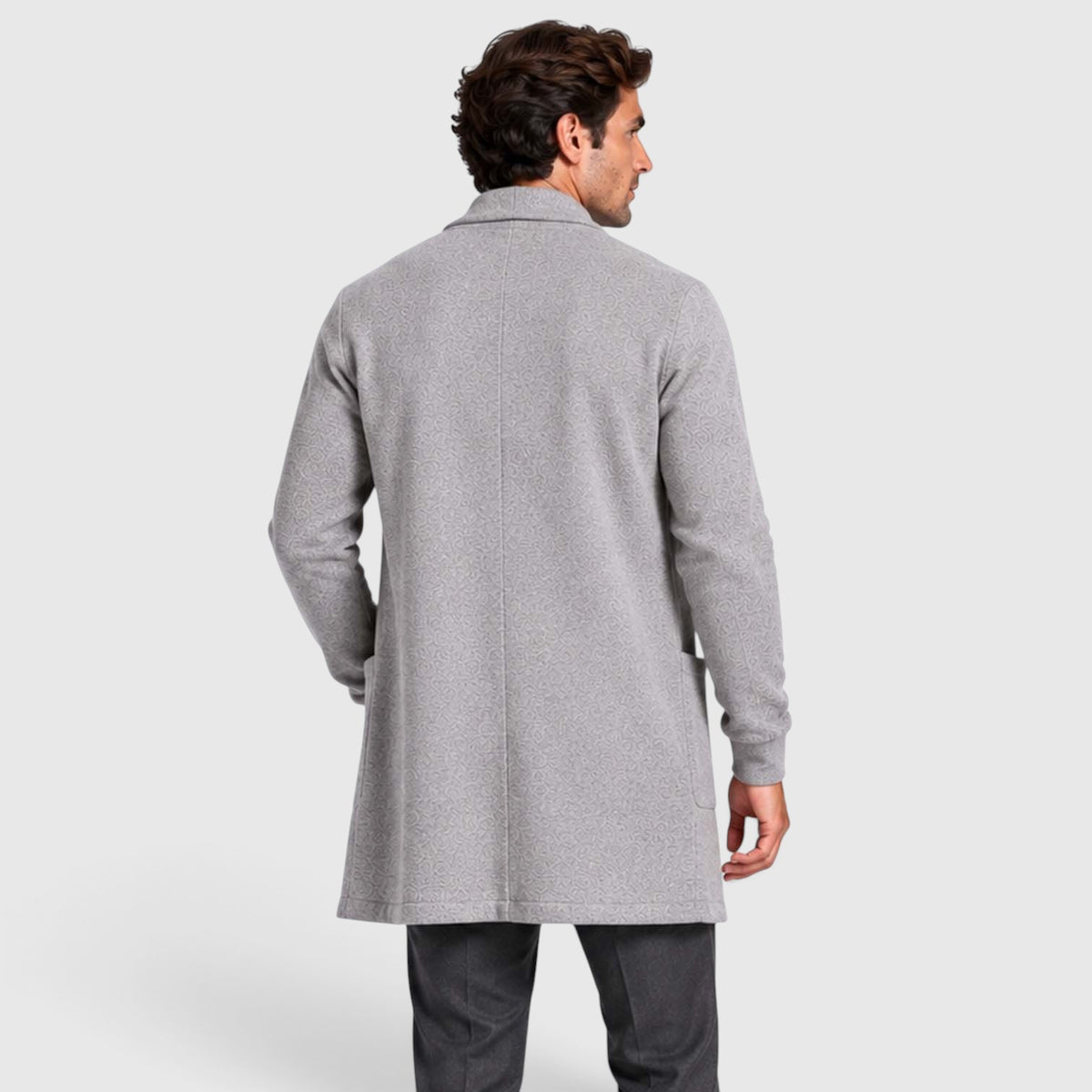 Monvaline | Men’s Longline Cardigan – Open Front Layering Sweater