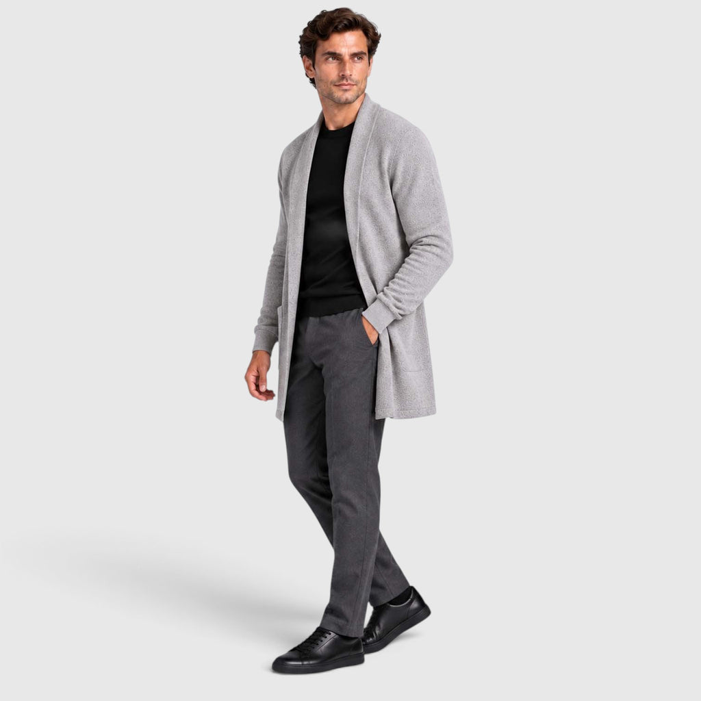 Monvaline | Men’s Longline Cardigan – Open Front Layering Sweater