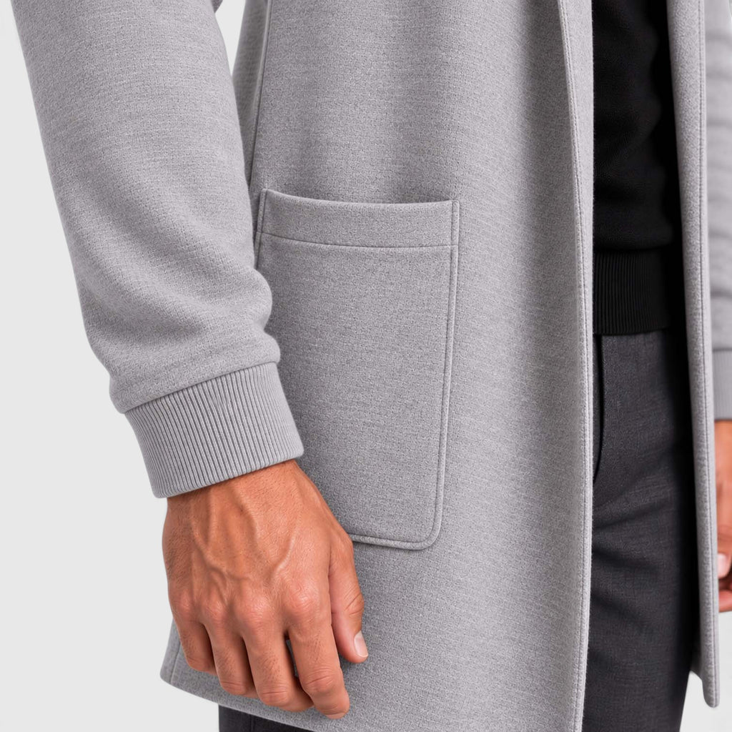 Monvaline | Men’s Longline Cardigan – Open Front Layering Sweater