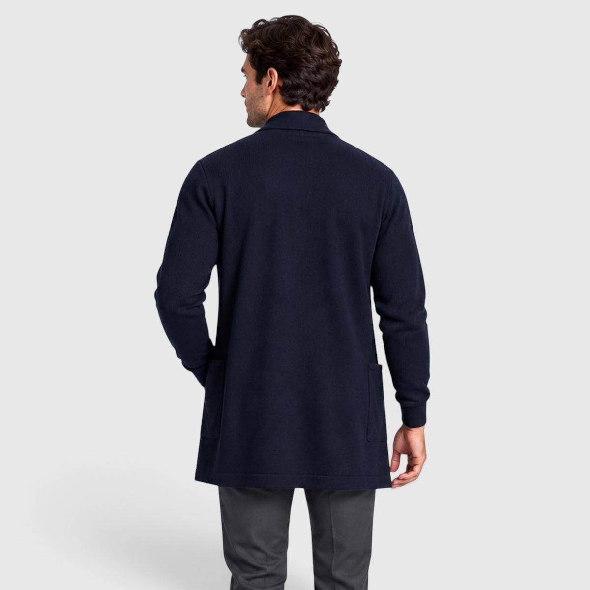 Monvaline | Men’s Longline Cardigan – Open Front Layering Sweater