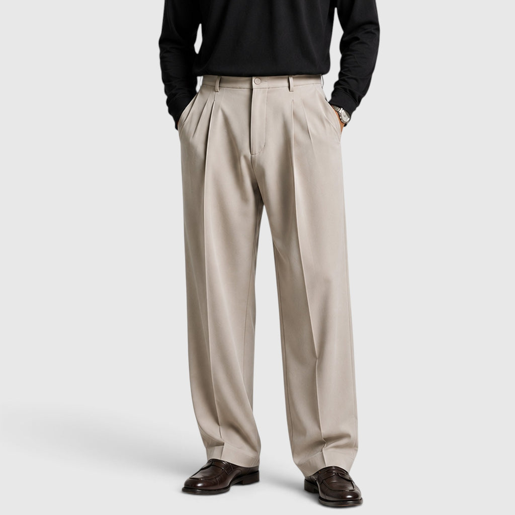 Monvaline | Men’s Loose Fit Pleated Trousers for Smart Casual Outfits