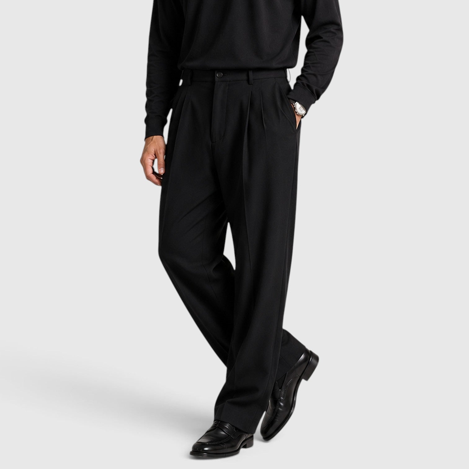 Monvaline | Men’s Loose Fit Pleated Trousers for Smart Casual Outfits
