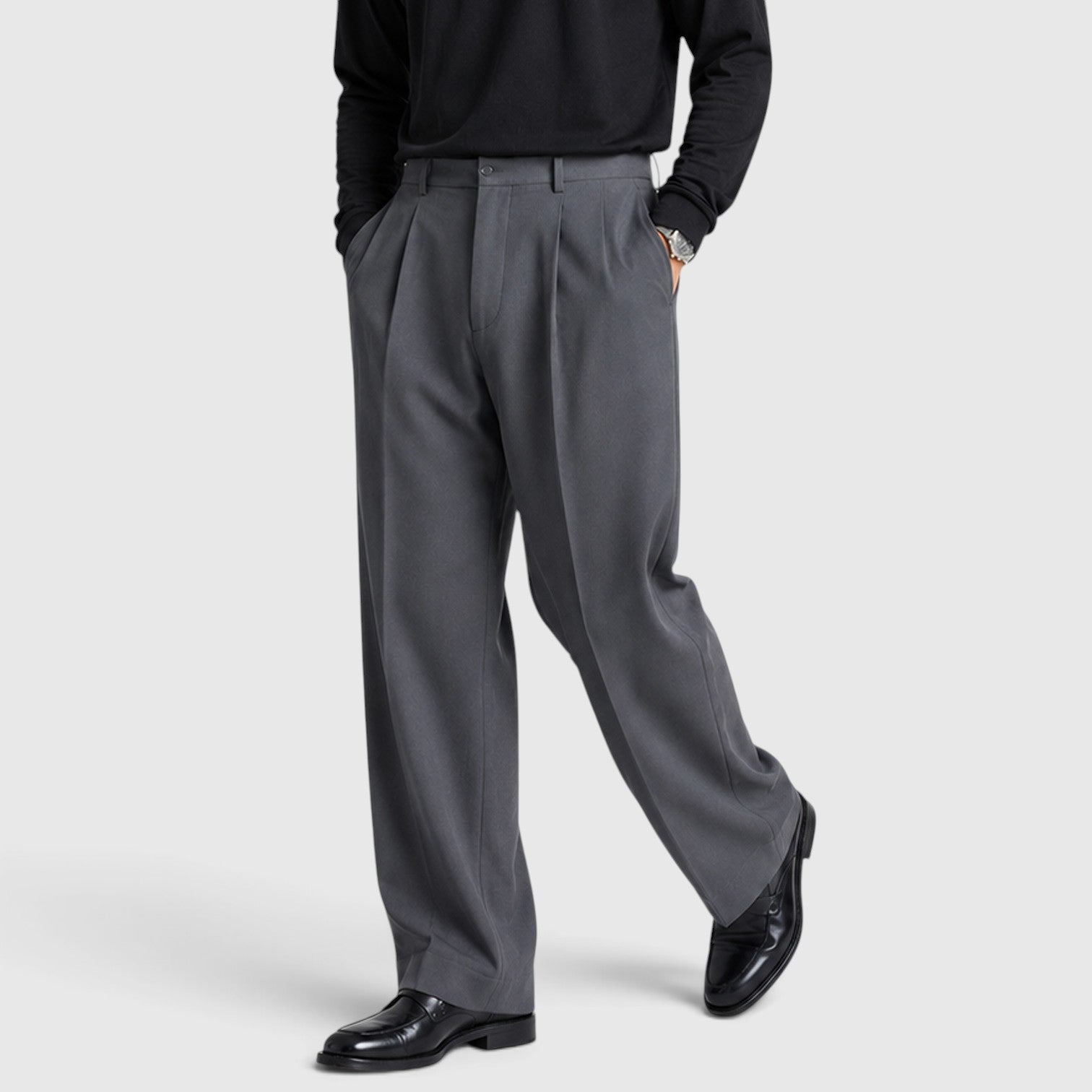 Monvaline | Men’s Loose Fit Pleated Trousers for Smart Casual Outfits
