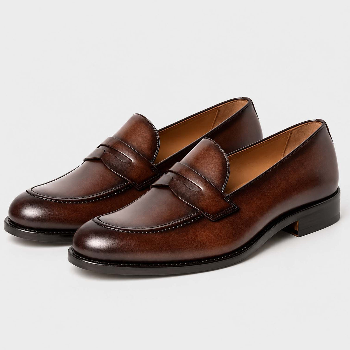 Monvaline | Men’s Penny Loafers Full-Grain Leather Formal Dress Shoes